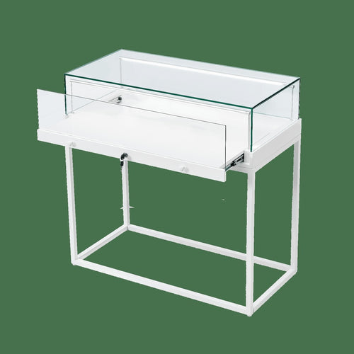 Conservation Display Case 1000mm by 500mm by 1000mm High with Humidity Control in Gallery White Lacquer