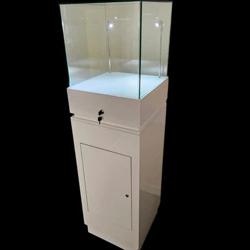 Conservation Display Case 400mm by 400mm by 1200mm High with Humidity Control in Gallery White Lacquer