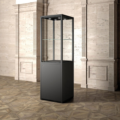 Conservation Display Case 600mm by 600mm by 1600mm High with Humidity Control in Gallery White Lacquer