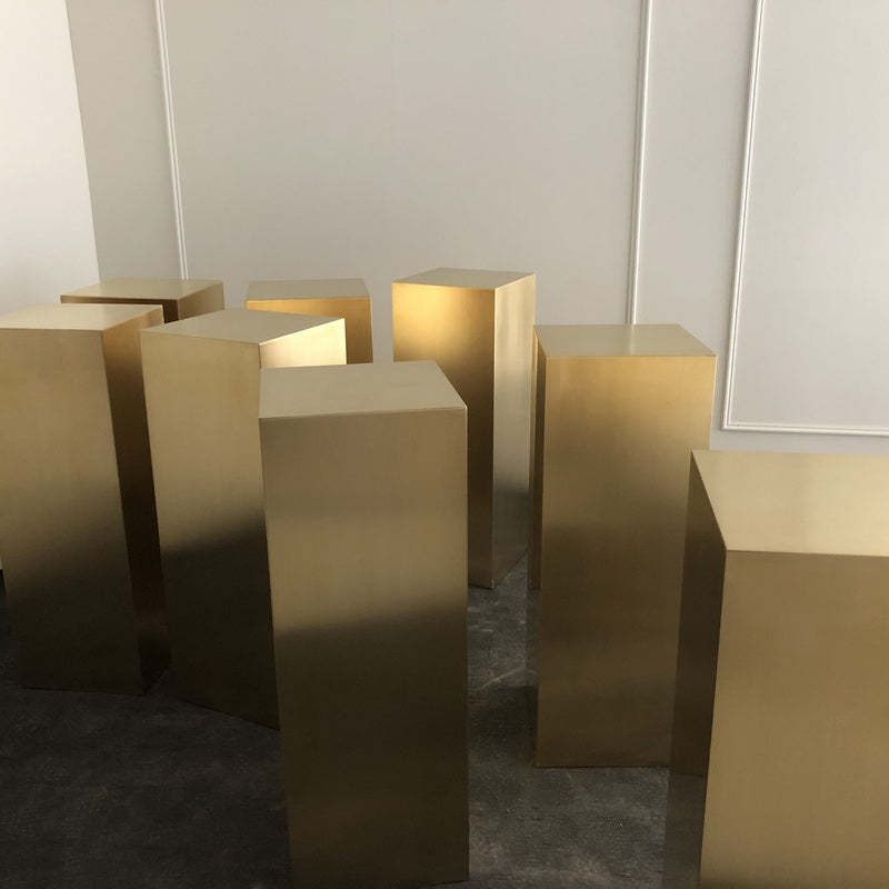 Display Plinth 400mm by 400mm by 1100mm High in Brushed Brass
