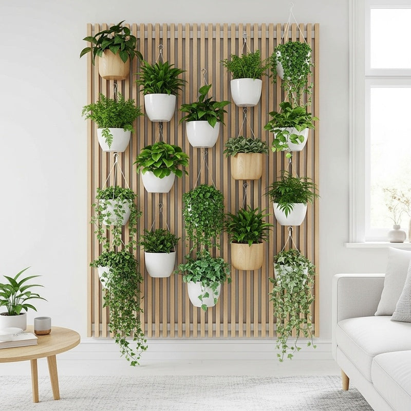 Five Tier Plant Wall 1800mm Wide in Solid Oak
