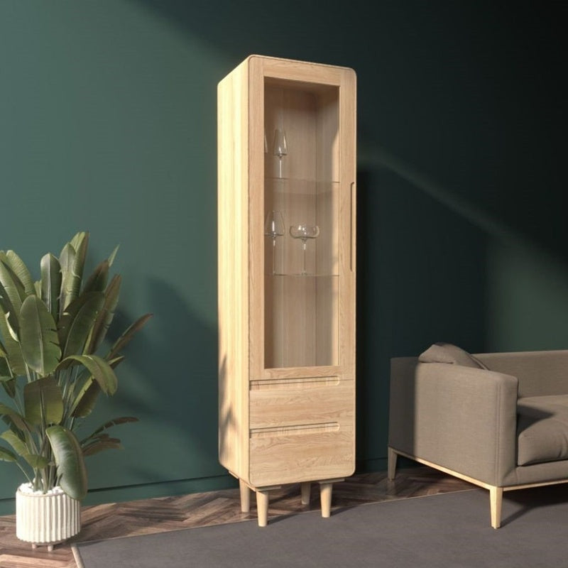 Freestanding Vitrine 1000mm by 500mm by 1800mm High with a Solid Oak Base