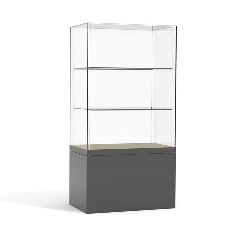 Freestanding Vitrine 400mm by 400mm by 1600mm High with a Powder Coated Steel Base