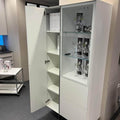 Freestanding Vitrine 500mm by 500mm by 1400mm High with a Gallery White Lacquer Base