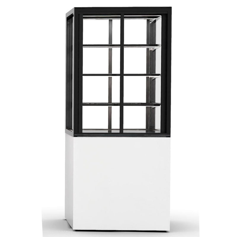Freestanding Vitrine 600mm by 400mm by 1400mm High with a Gallery White Lacquer Base