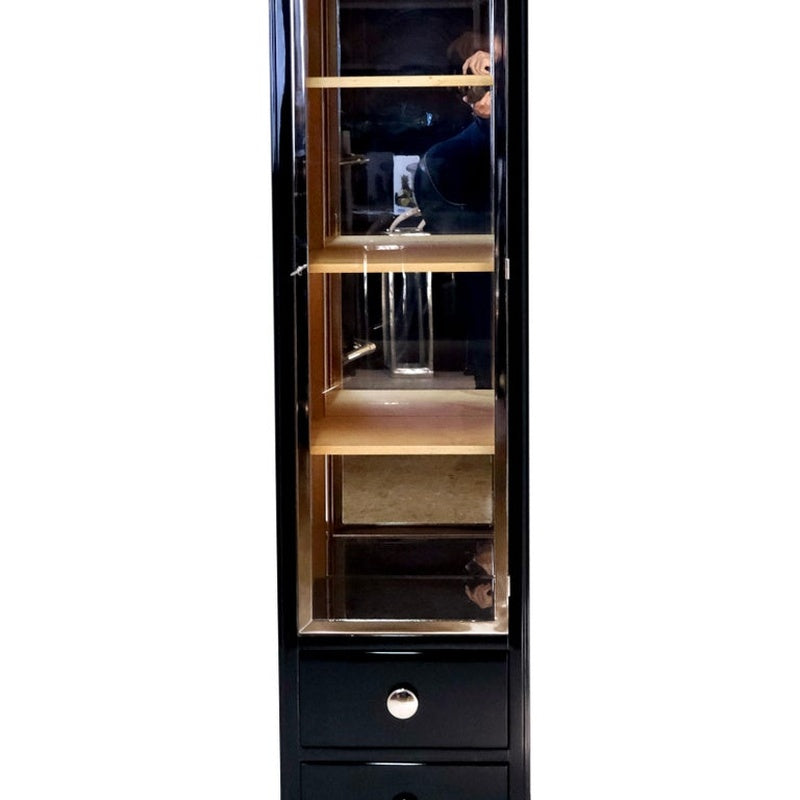 Freestanding Vitrine 600mm by 600mm by 1600mm High with a Matt Black Lacquer Base