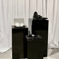 Set of Three Plinths 300mm Square at One Height in Matt Black Lacquer